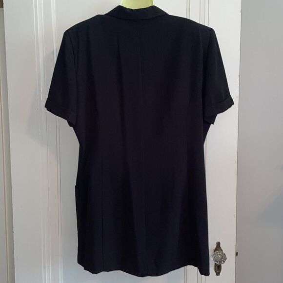 Vtg 90s Danny & Nicole black polyester  short sleeved long jacket - Picture 4 of 8